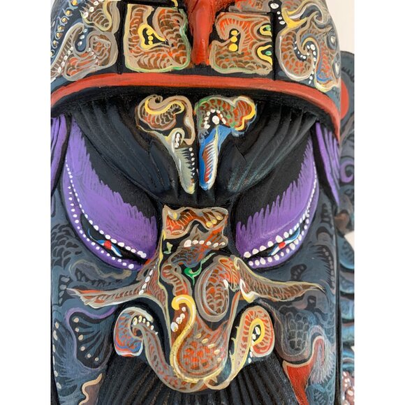 Handcrafted Chinese Guan Gong Yu Warrior Mask Wall Art Decor 16"x9" I10724 - Picture 9 of 9
